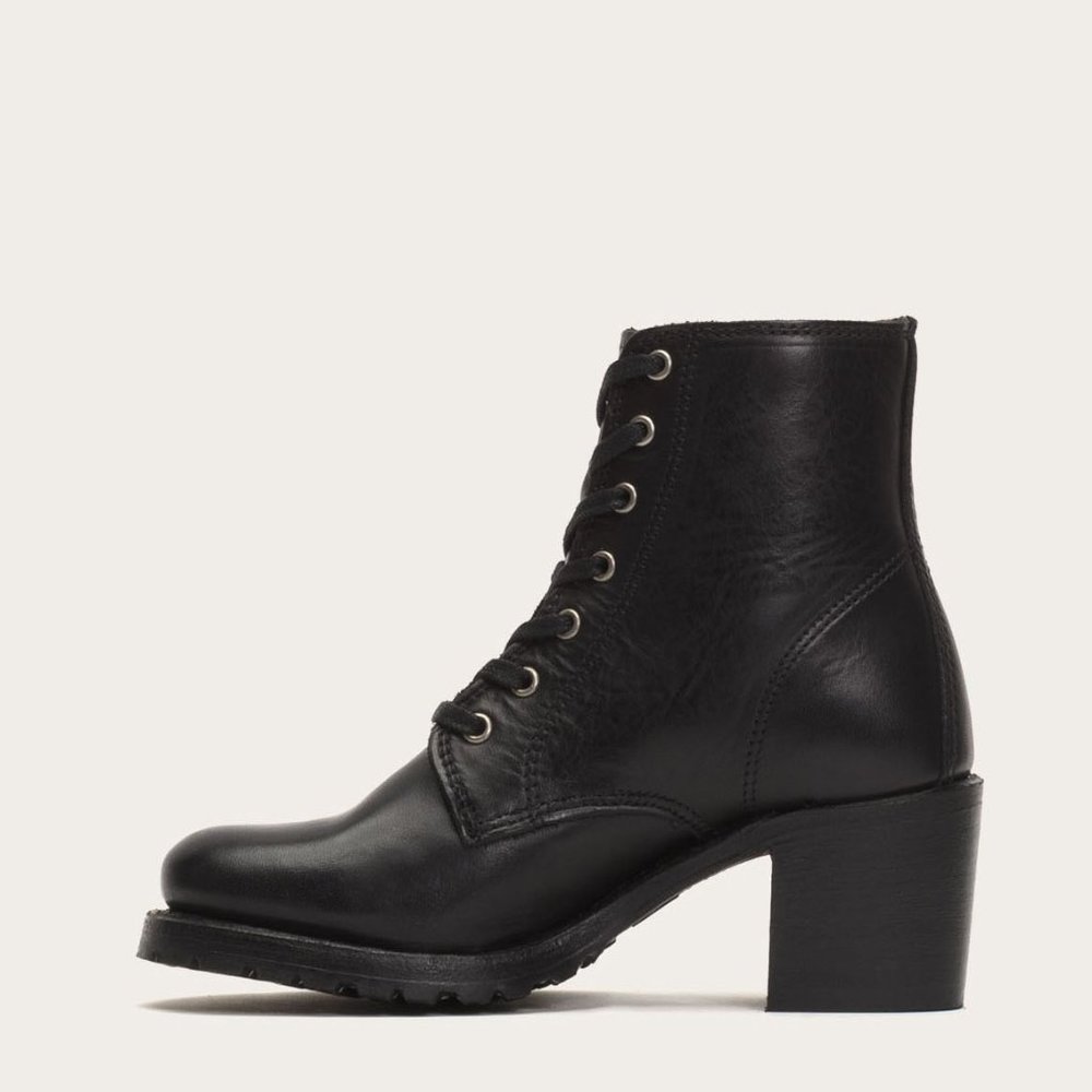 Frye Sabrina 6G Black Lace Up Combat Ankle Bootie - Picture 3 of 16